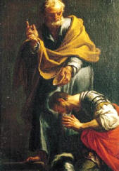 Peter baptizes Cornelius