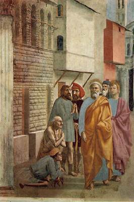 St Peter Healing the Sick with his Shadow, 1426-27 Fresco, 230 x 162 cm, Cappella Brancacci, Santa Maria del Carmine, Florence